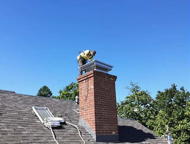 Country Club Chimney Sweep technician measuring a chimney cap in Country Club, FL