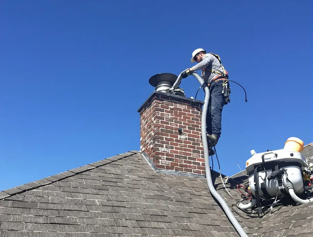 Dedicated Country Club Chimney Sweep team member cleaning a chimney in Country Club, FL