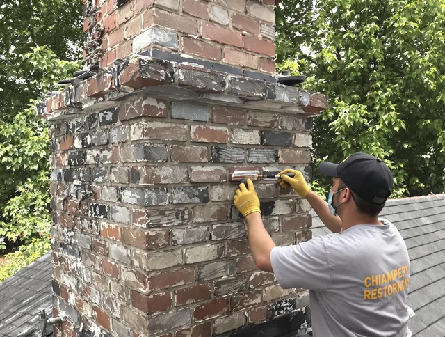 In-progress chimney restoration by Country Club Chimney Sweep in Country Club, FL